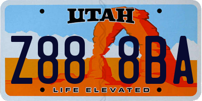 UT license plate Z888BA
