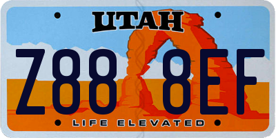 UT license plate Z888EF