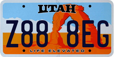 UT license plate Z888EG