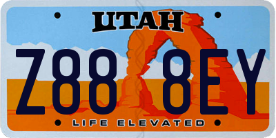 UT license plate Z888EY