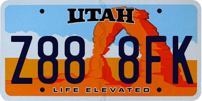 UT license plate Z888FK