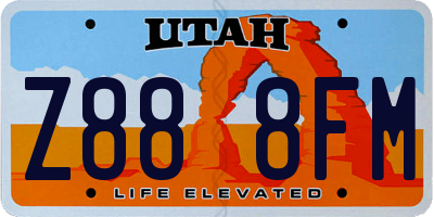 UT license plate Z888FM