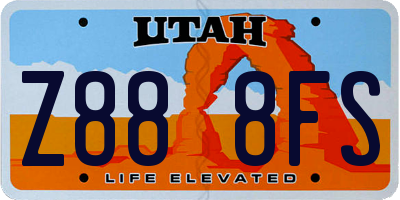UT license plate Z888FS