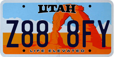 UT license plate Z888FY