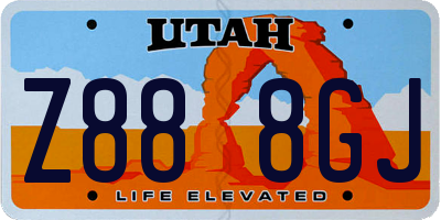 UT license plate Z888GJ