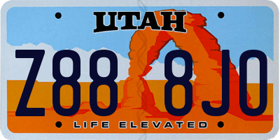 UT license plate Z888JO