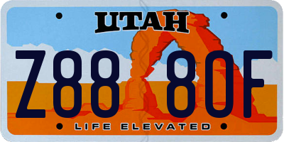 UT license plate Z888OF