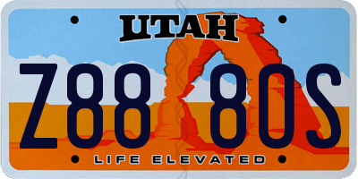 UT license plate Z888OS