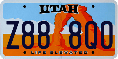 UT license plate Z888QO