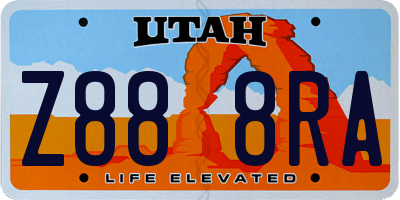 UT license plate Z888RA