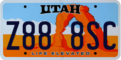 UT license plate Z888SC