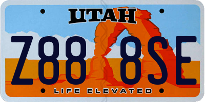 UT license plate Z888SE