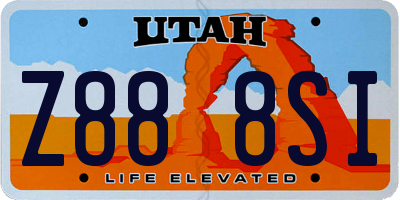 UT license plate Z888SI