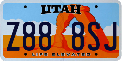 UT license plate Z888SJ