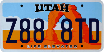 UT license plate Z888TD