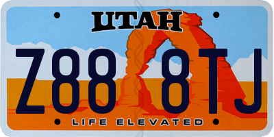 UT license plate Z888TJ