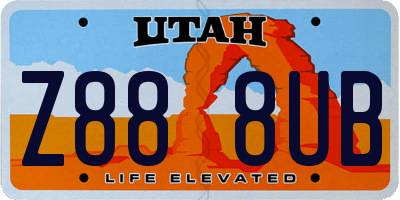 UT license plate Z888UB