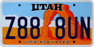 UT license plate Z888UN