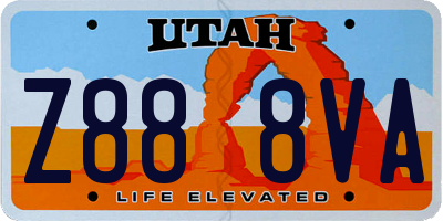 UT license plate Z888VA