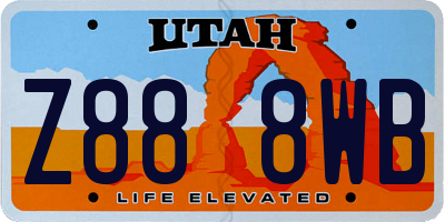 UT license plate Z888WB