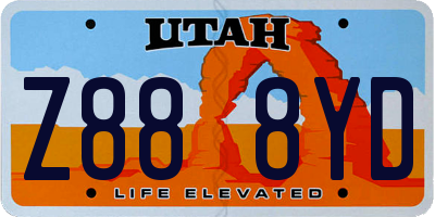 UT license plate Z888YD