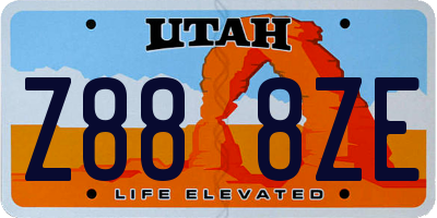UT license plate Z888ZE