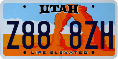 UT license plate Z888ZH