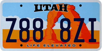 UT license plate Z888ZI