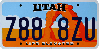 UT license plate Z888ZU