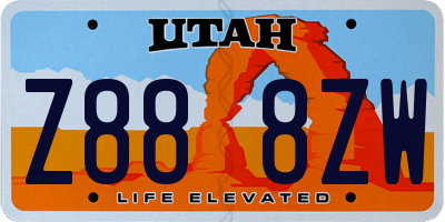 UT license plate Z888ZW