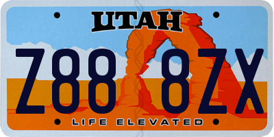 UT license plate Z888ZX