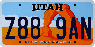 UT license plate Z889AN