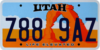UT license plate Z889AZ