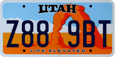 UT license plate Z889BT