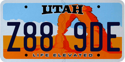 UT license plate Z889DE