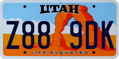 UT license plate Z889DK