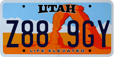 UT license plate Z889GY