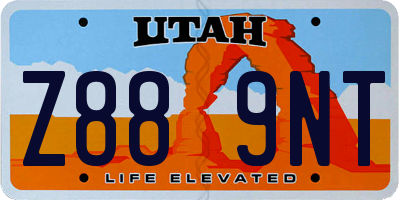 UT license plate Z889NT