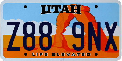 UT license plate Z889NX