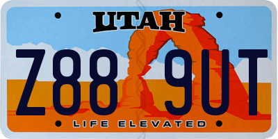 UT license plate Z889UT