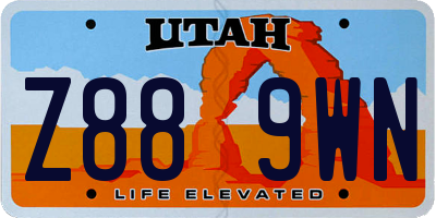 UT license plate Z889WN