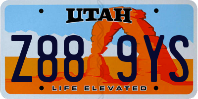 UT license plate Z889YS