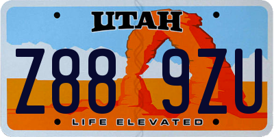 UT license plate Z889ZU