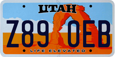 UT license plate Z890EB