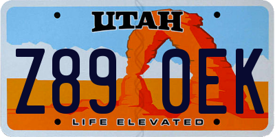 UT license plate Z890EK