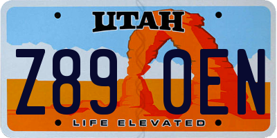 UT license plate Z890EN