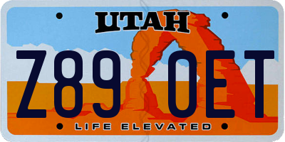 UT license plate Z890ET