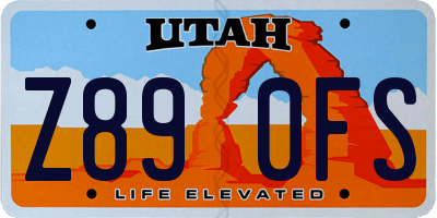 UT license plate Z890FS
