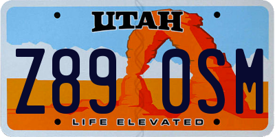UT license plate Z890SM