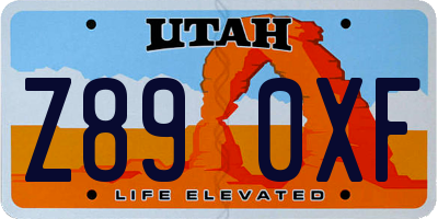 UT license plate Z890XF
